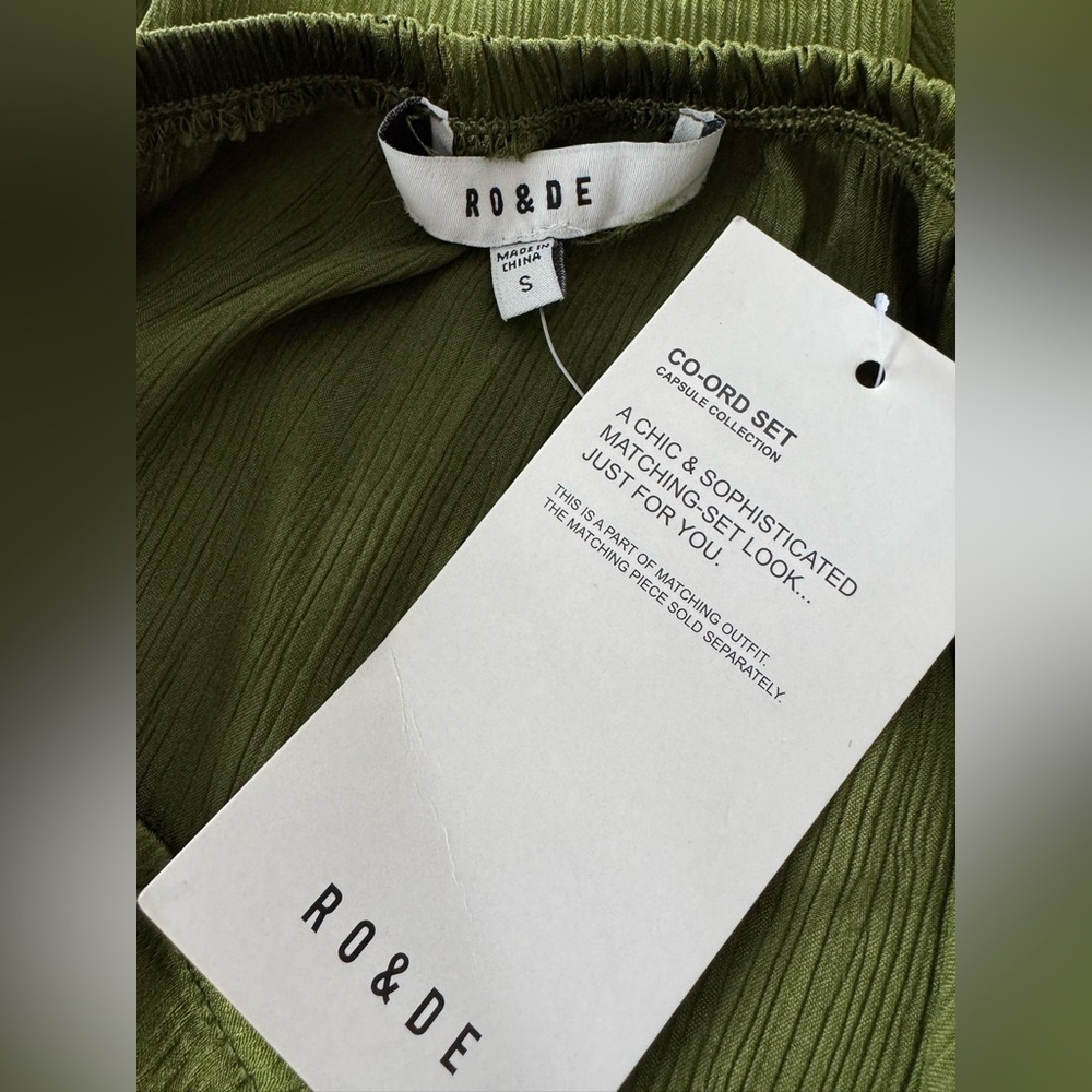 Ro & De capsule collection tie waist wrap Green Skirt NWT Small - Picture 7 of 7